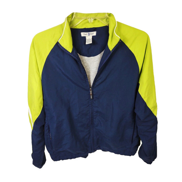 Duck Head Windbreaker Jacket Lightweight Size S Green Blue Zip Pockets Lined - Picture 11 of 11
